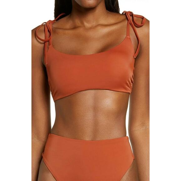 NWT Chelsea28 Brown Easy Retro String Bikini Swim Top - Picture 1 of 5